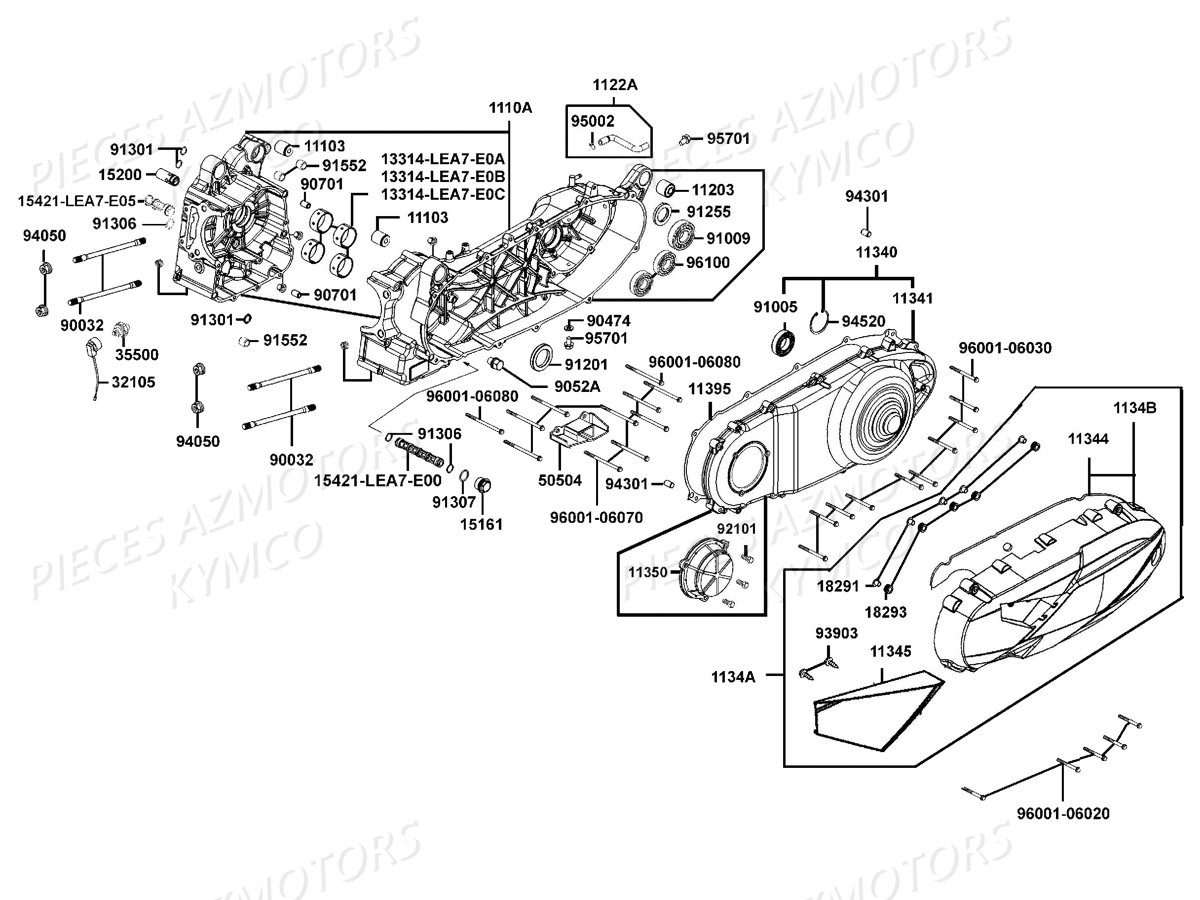 Carters Moteur KYMCO Pieces DOWNTOWN 350I ABS EURO4 (SK64GA)
