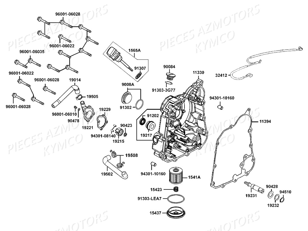 CARTER DROIT POMPE A EAU KYMCO DOWNTOWN 350I ABS E4