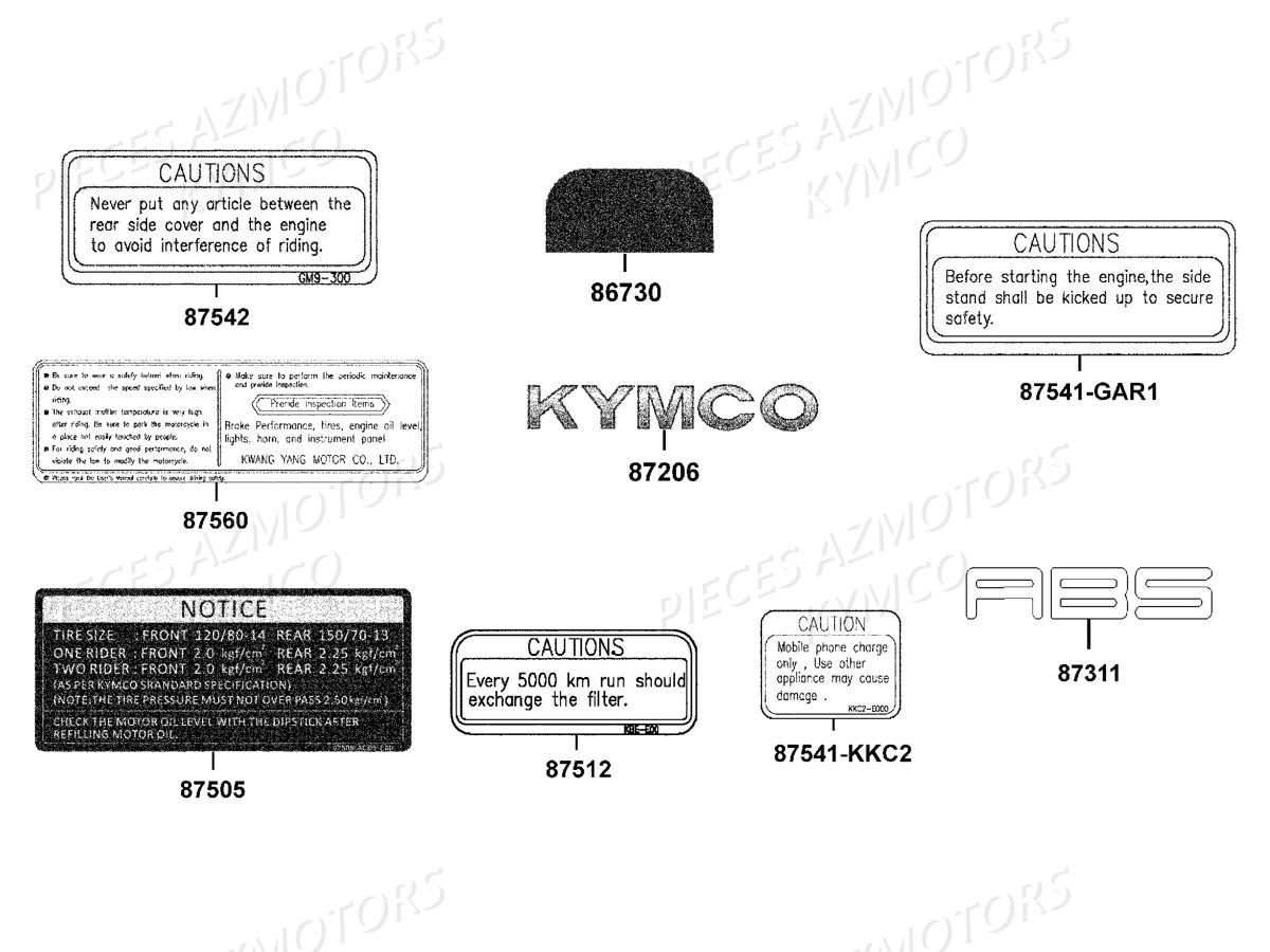 LABEL DE SECURITE KYMCO DOWNTOWN 350I ABS E4