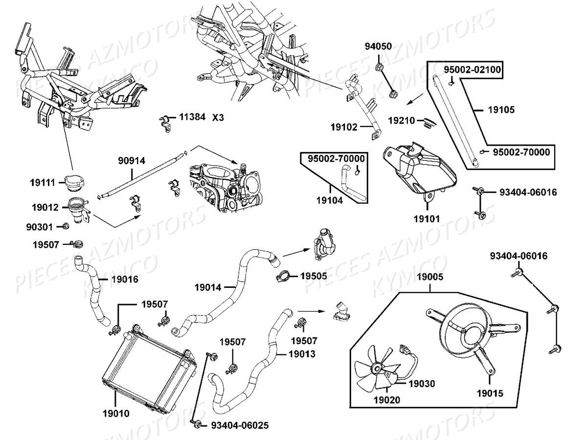 Refroidissement KYMCO Pieces DOWNTOWN 350I ABS EURO4 (SK64GA)