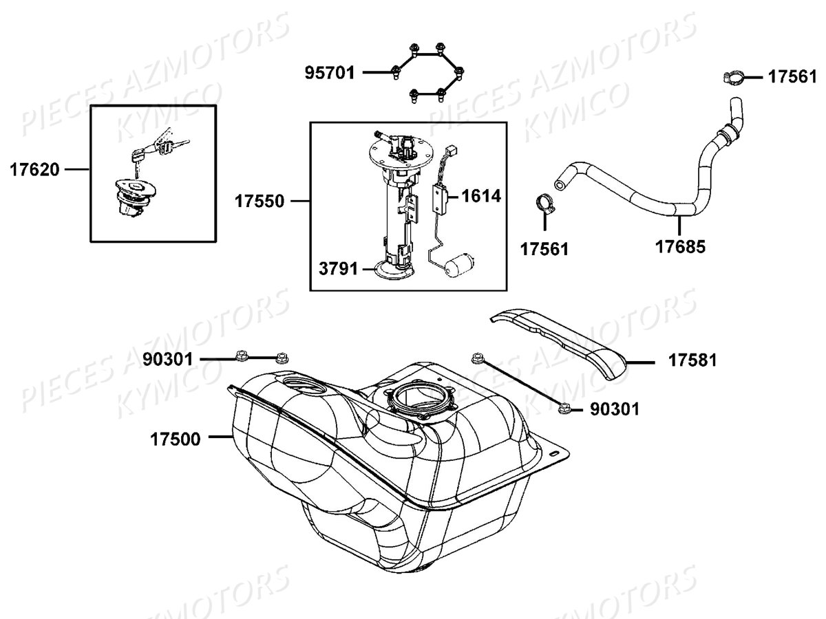 RESERVOIR A CARBURANT pour DOWNTOWN 350I ABS E4