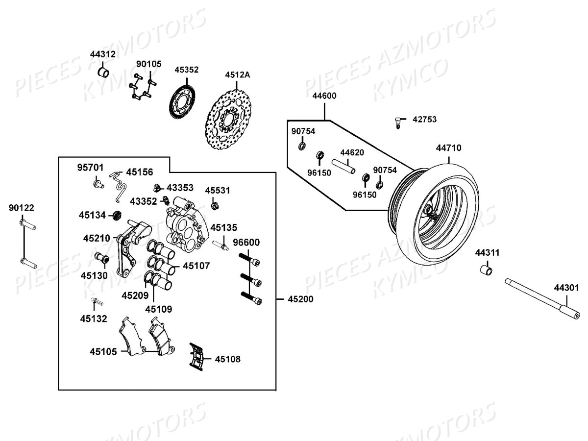 Roue Avant KYMCO Pieces DOWNTOWN 350I ABS EURO4 (SK64GA)