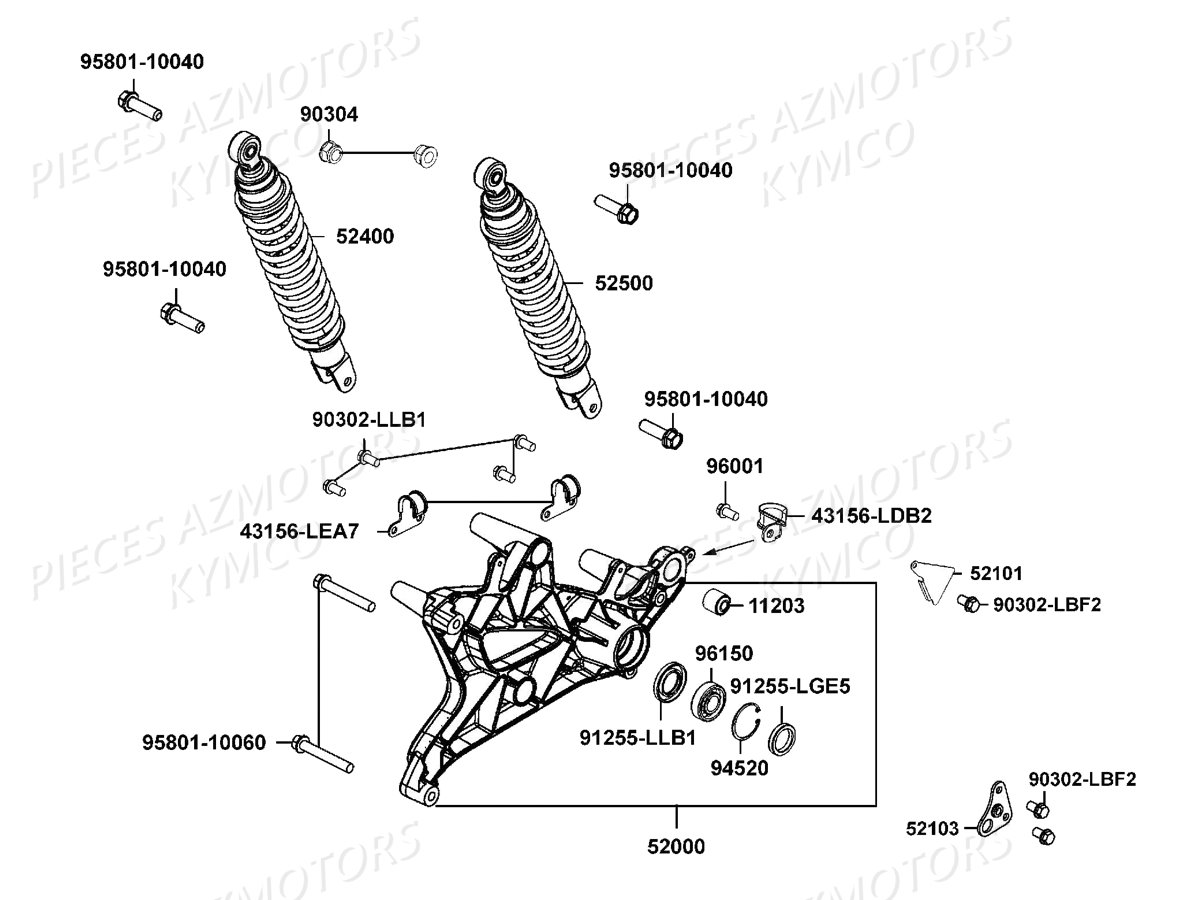 Amortisseurs KYMCO Pieces DOWNTOWN 350I ABS EXCLUSIVE EURO3 (SK64CE)