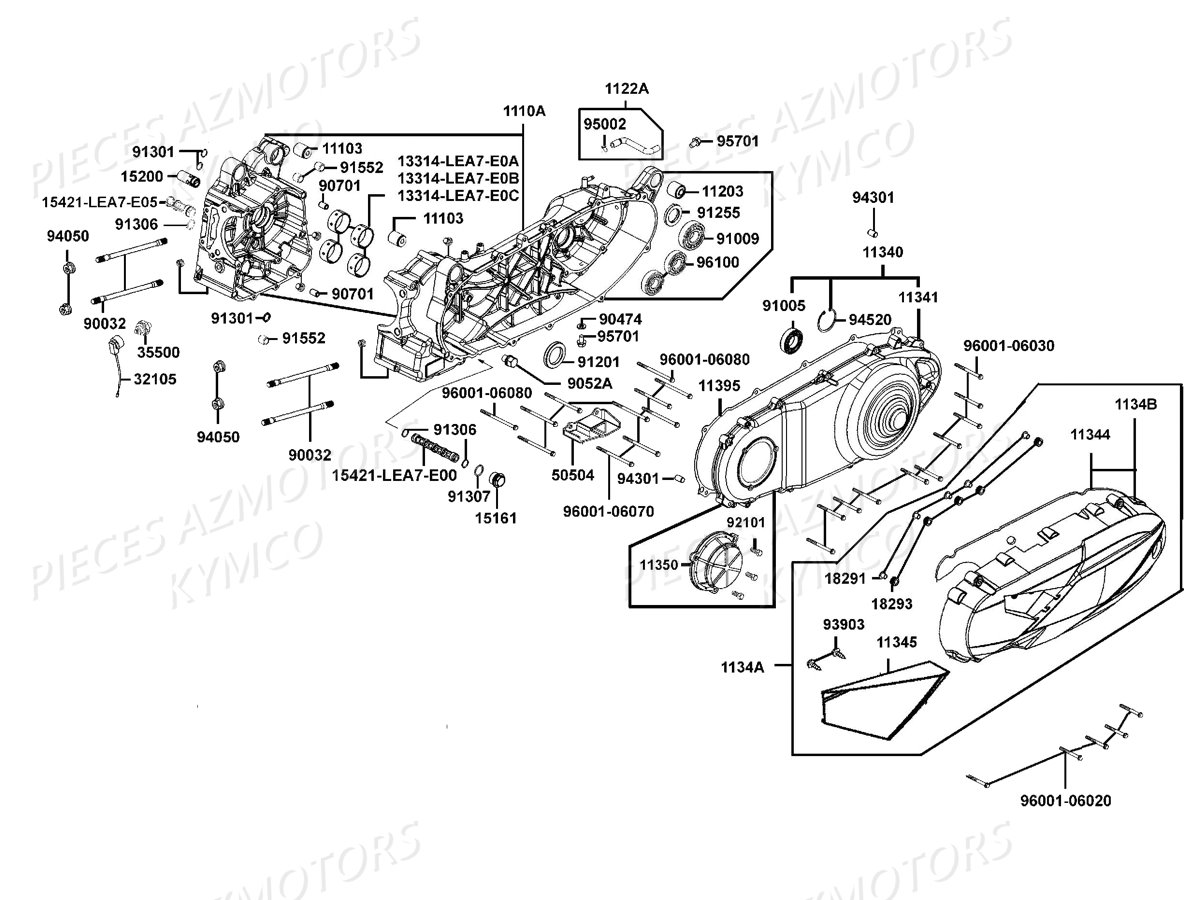 Carters Moteur KYMCO Pieces DOWNTOWN 350I ABS EXCLUSIVE EURO3 (SK64CE)