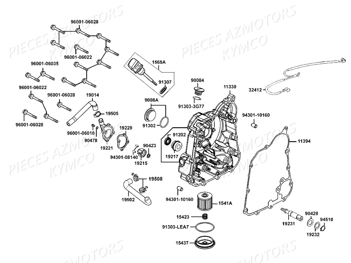 Carter Droit Pompe A Eau KYMCO Pieces DOWNTOWN 350I ABS EXCLUSIVE EURO3 (SK64CE)