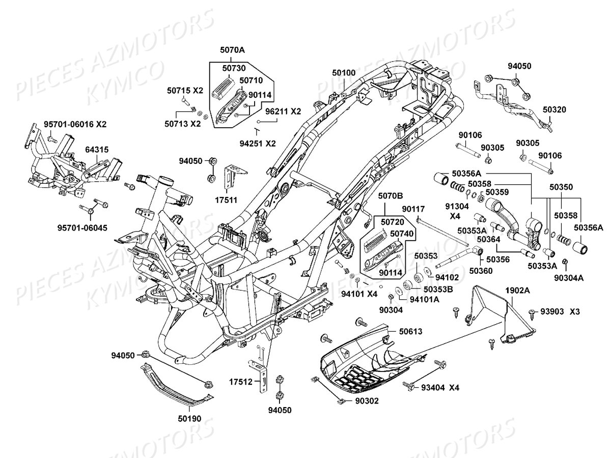 Chassis KYMCO Pieces DOWNTOWN 350I ABS EXCLUSIVE EURO3 (SK64CE)