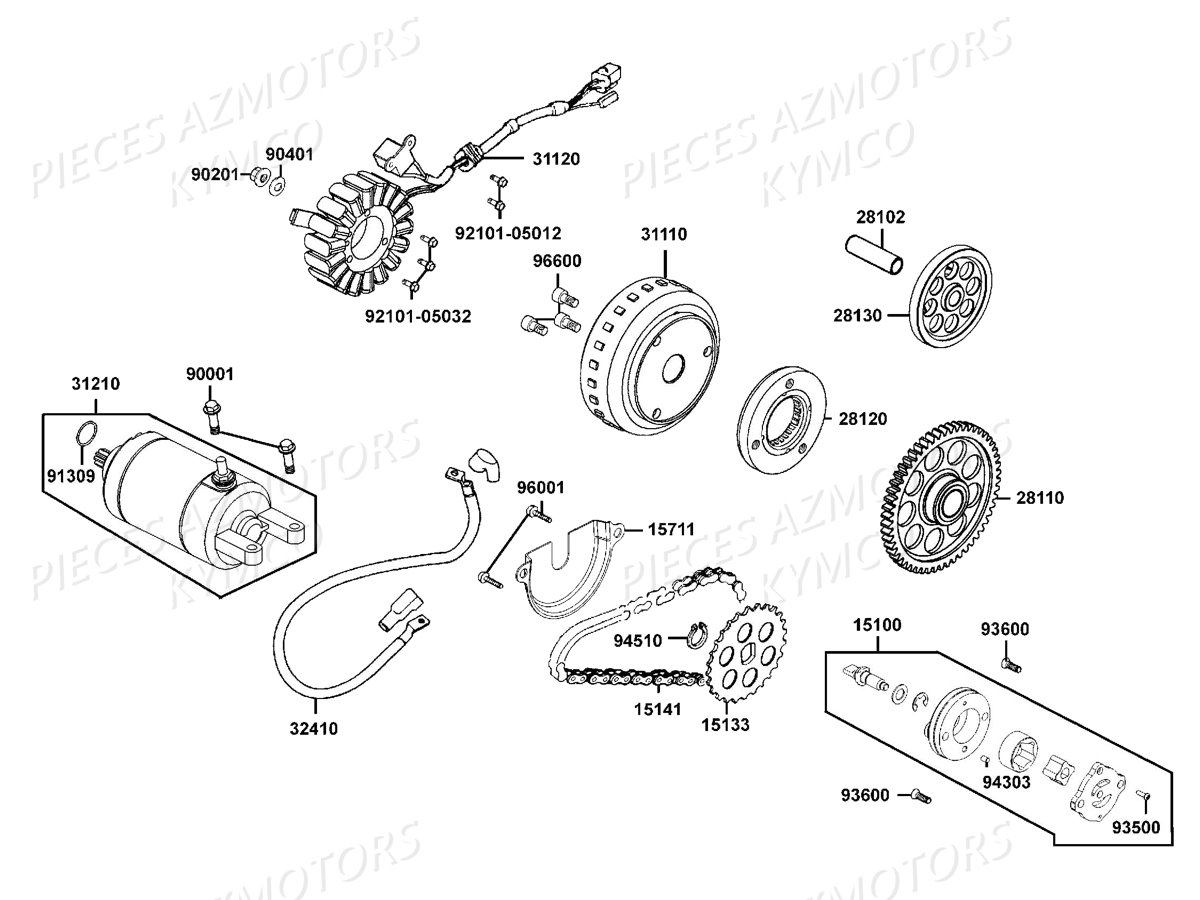 Demarreur Allumage KYMCO Pieces DOWNTOWN 350I ABS EXCLUSIVE EURO3 (SK64CE)