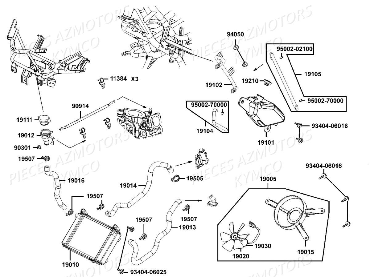 Refroidissement KYMCO Pieces DOWNTOWN 350I ABS EXCLUSIVE EURO3 (SK64CE)