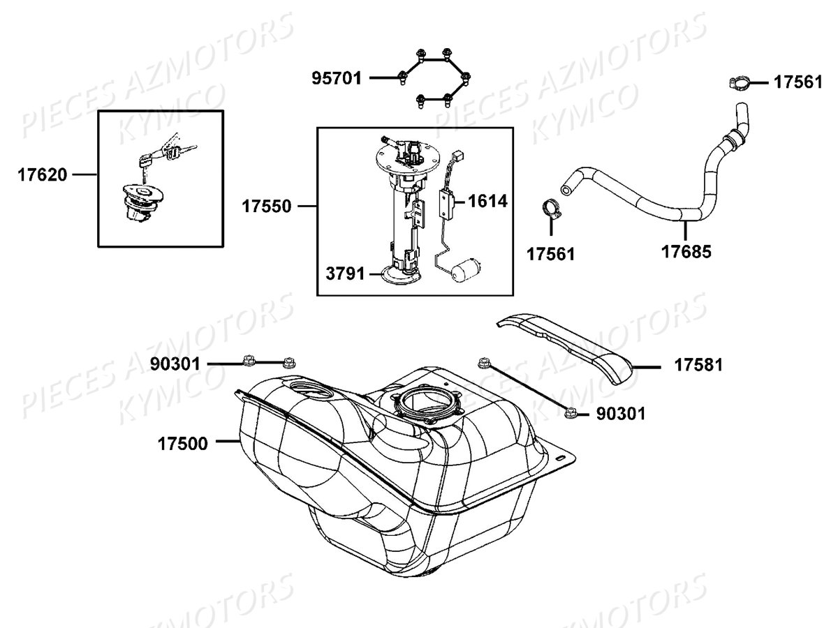 Reservoir A Carburant KYMCO Pieces DOWNTOWN 350I ABS EXCLUSIVE EURO3 (SK64CE)