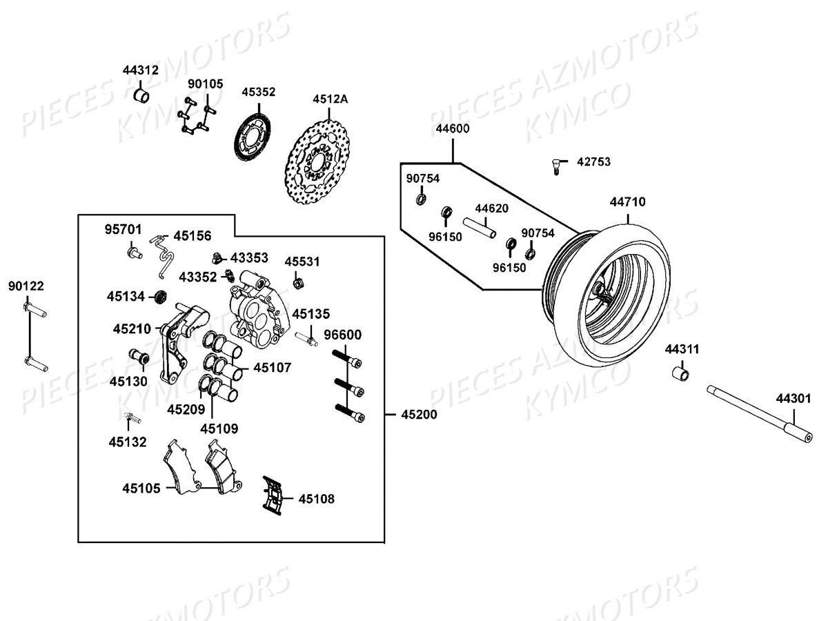 Roue Avant KYMCO Pieces DOWNTOWN 350I ABS EXCLUSIVE EURO3 (SK64CE)