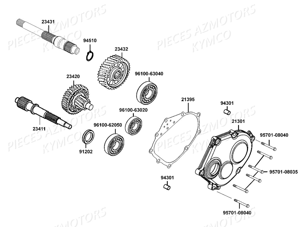 Transmission KYMCO Pieces DOWNTOWN 350I ABS EXCLUSIVE EURO3 (SK64CE)