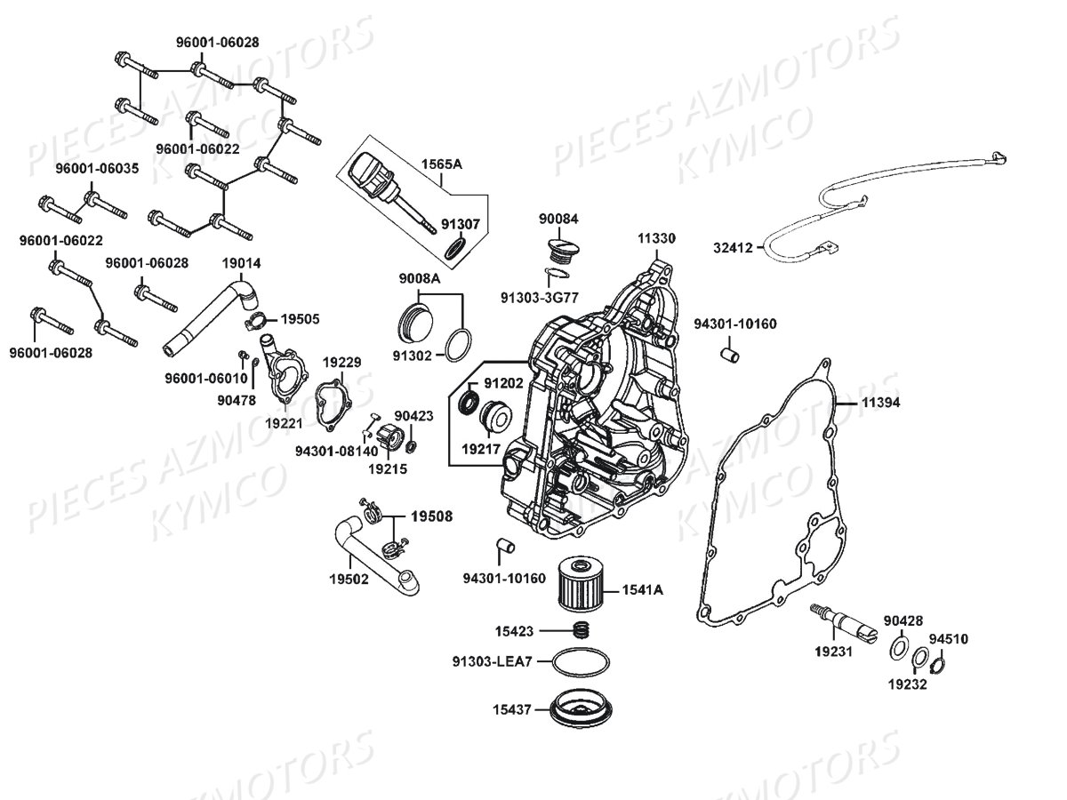 CARTER_DROIT_POMPE_A_EAU KYMCO Pièces DOWNTOWN 350I ABS EXCLUSIVE EURO4 (SK64GB)