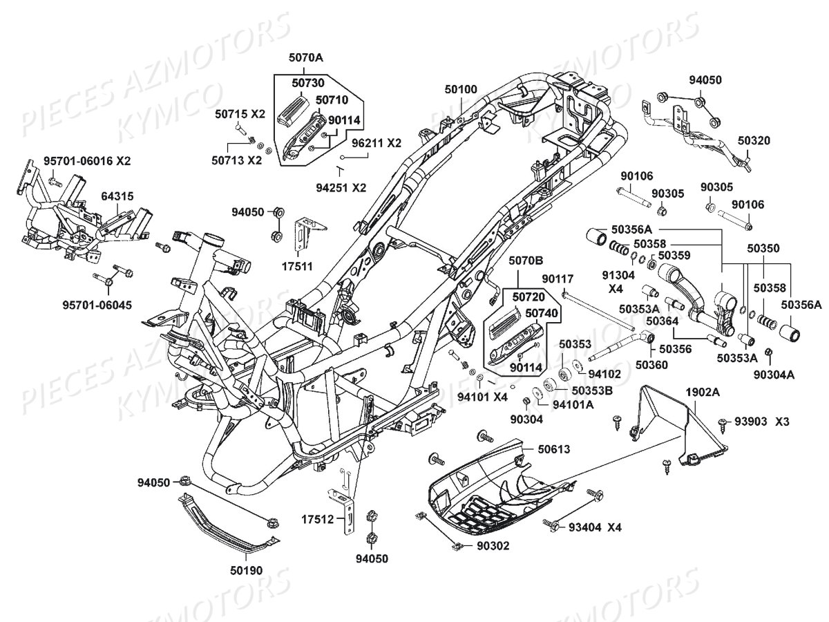 Chassis KYMCO Pièces DOWNTOWN 350I ABS EXCLUSIVE EURO4 (SK64GB)