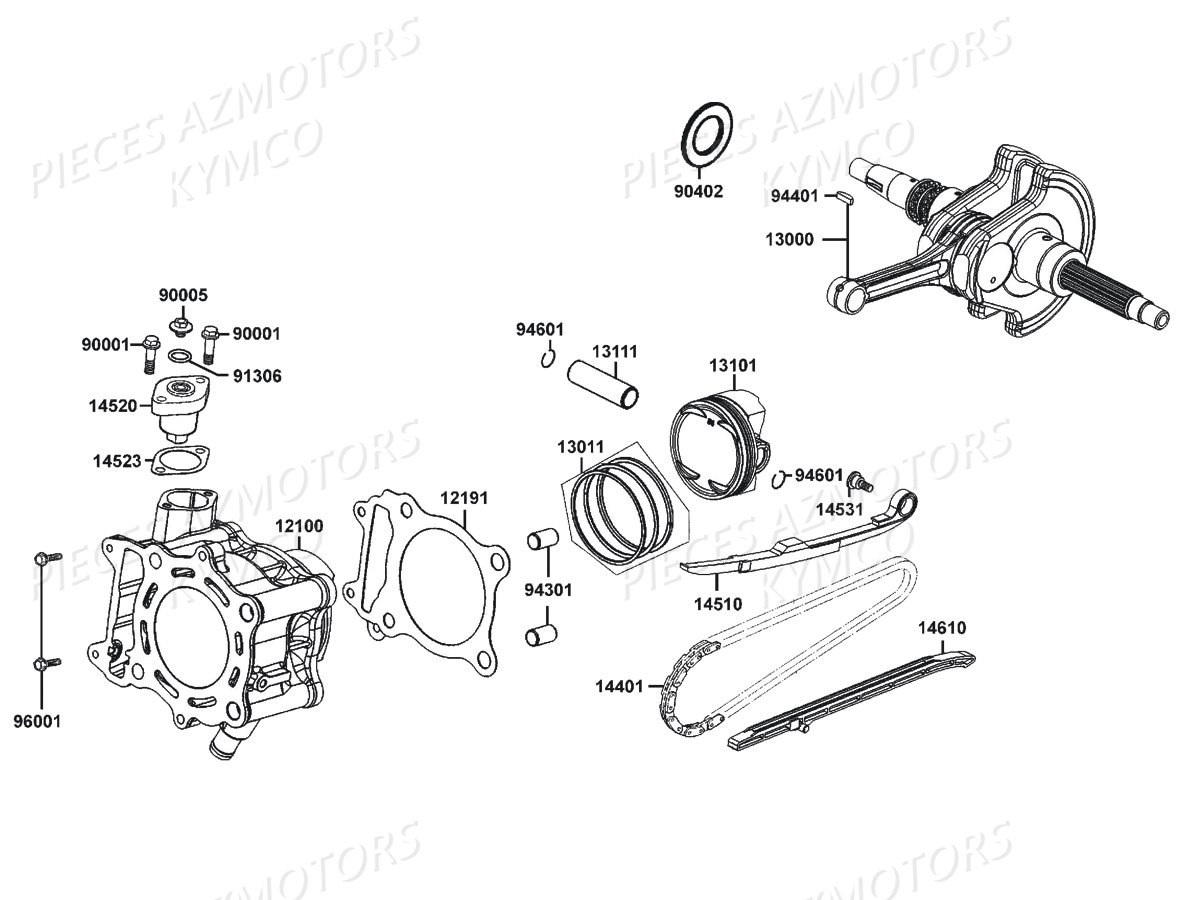 CYLINDRE PISTON KYMCO DOWNTOWN 350I EX E4