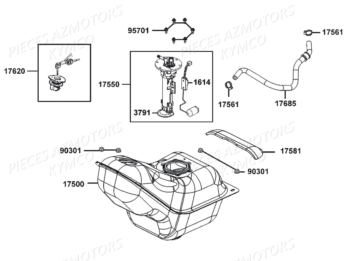 RESERVOIR A CARBURANT pour DOWNTOWN 350I EX E4