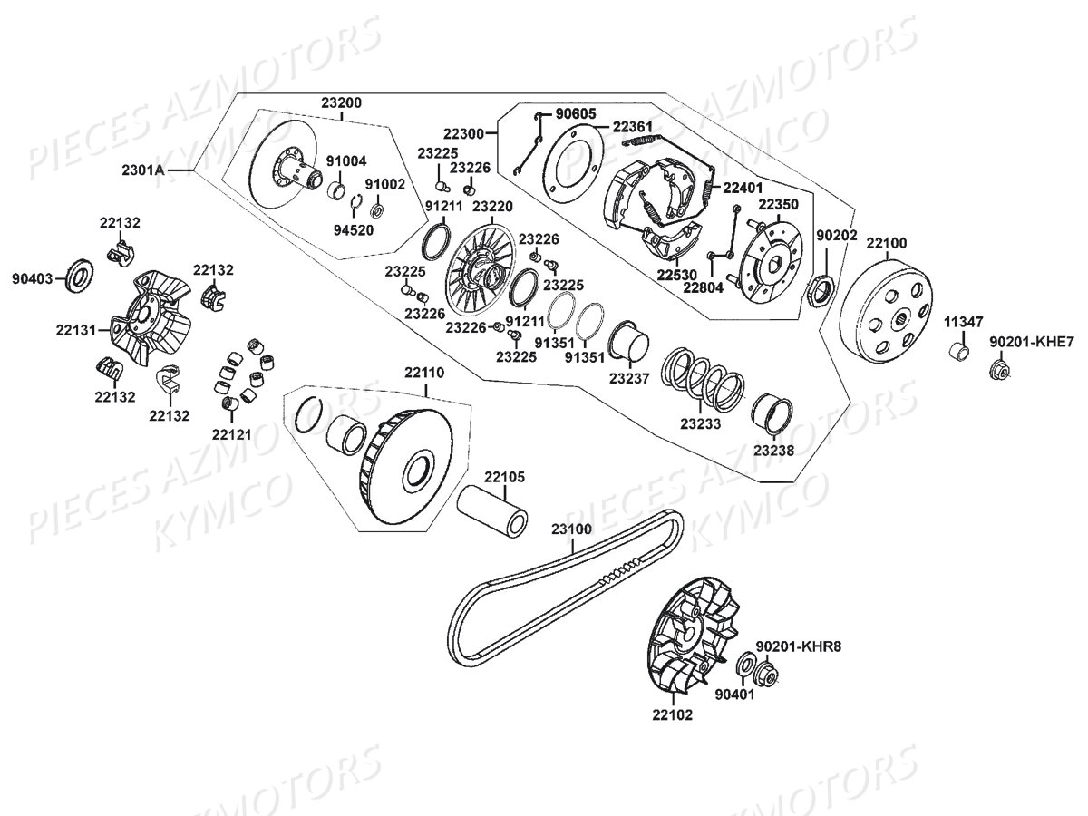 Variateur Embrayage KYMCO Pièces DOWNTOWN 350I ABS EXCLUSIVE EURO4 (SK64GB)