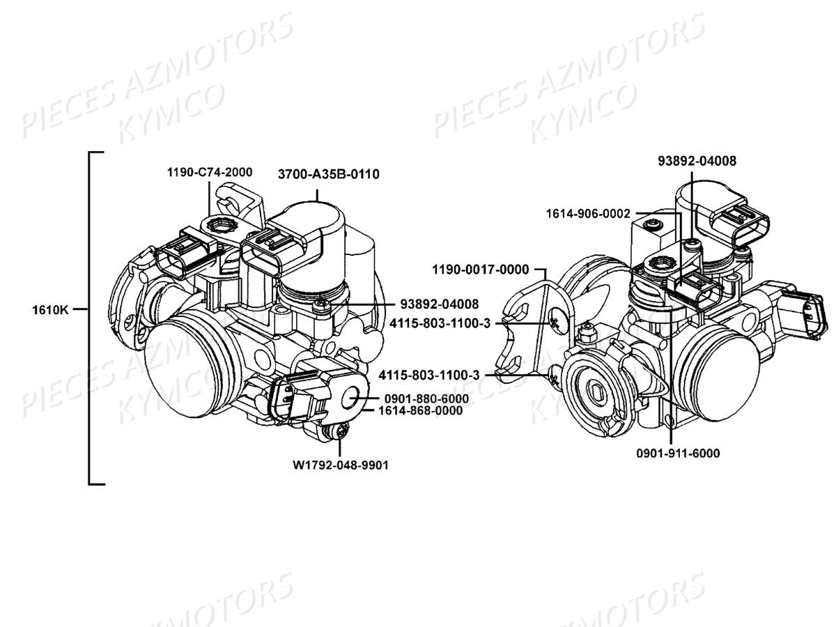 Carburation KYMCO Pièces DOWNTOWN 350I ABS EXCLUSIVE NOODOE EURO4 (SK64GE)