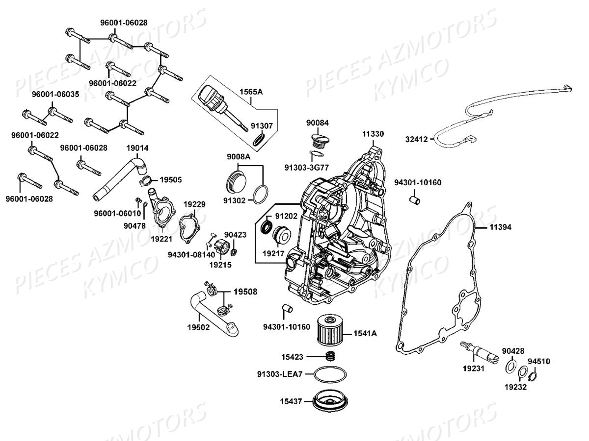 Carter Droit Pompe A Eau KYMCO Pièces DOWNTOWN 350I ABS EXCLUSIVE NOODOE EURO4 (SK64GE)