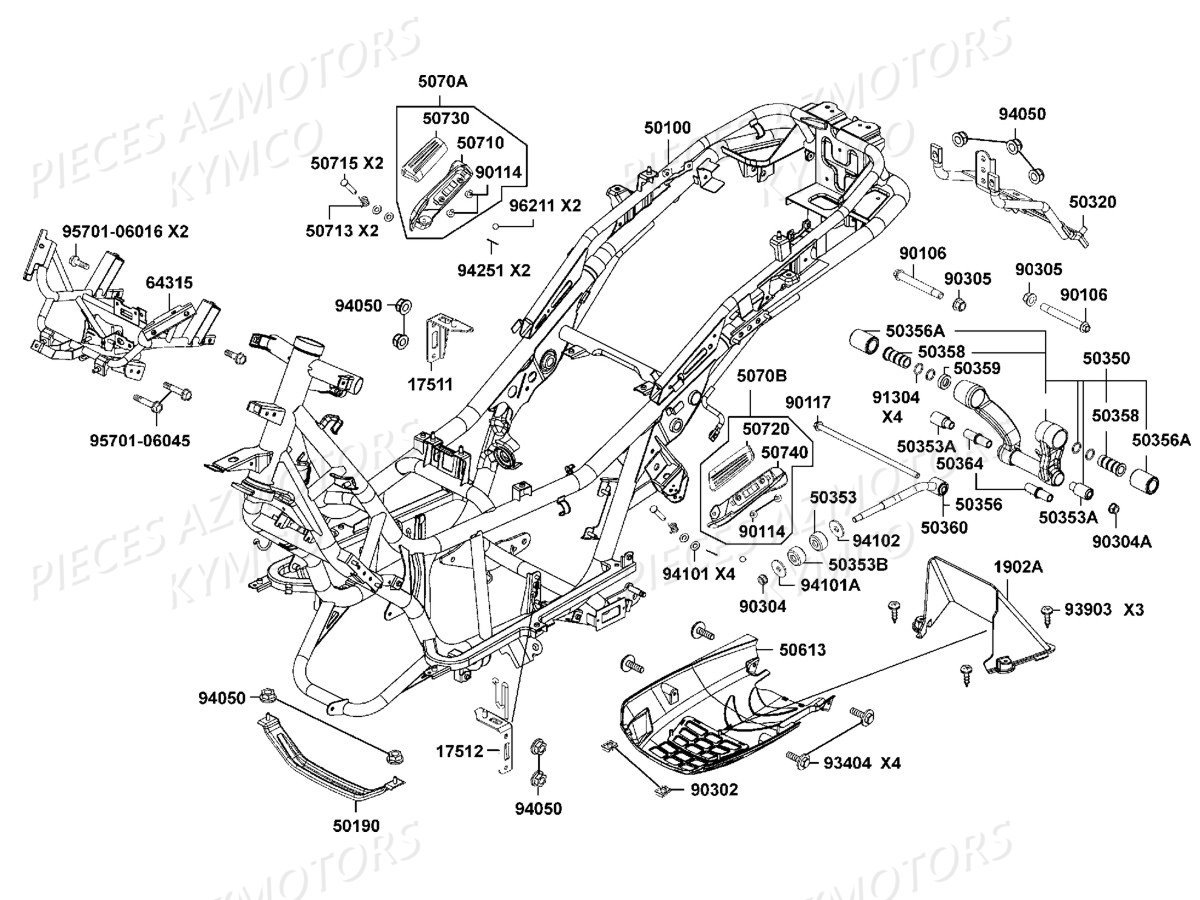 Chassis KYMCO Pièces DOWNTOWN 350I ABS EXCLUSIVE NOODOE EURO4 (SK64GE)