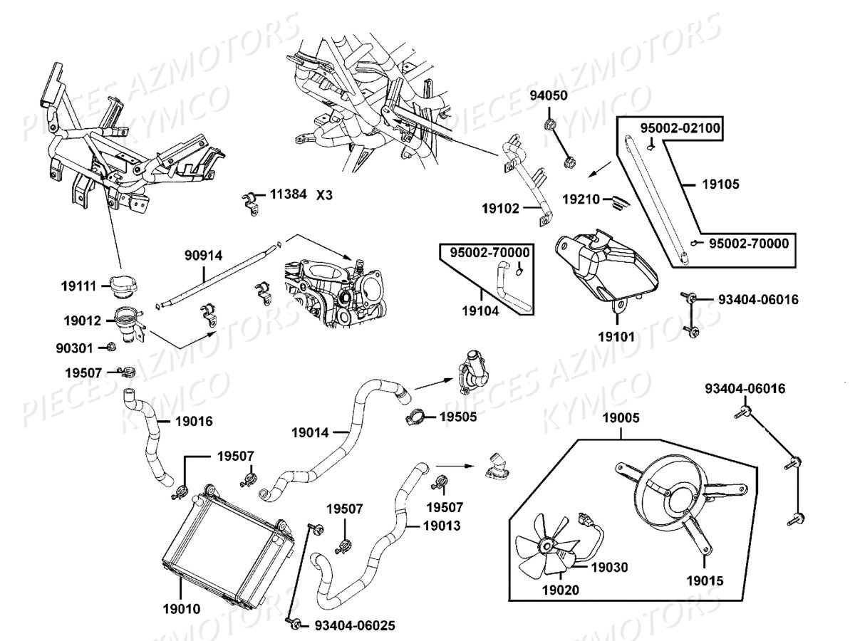 Refroidissement KYMCO Pièces DOWNTOWN 350I ABS EXCLUSIVE NOODOE EURO4 (SK64GE)