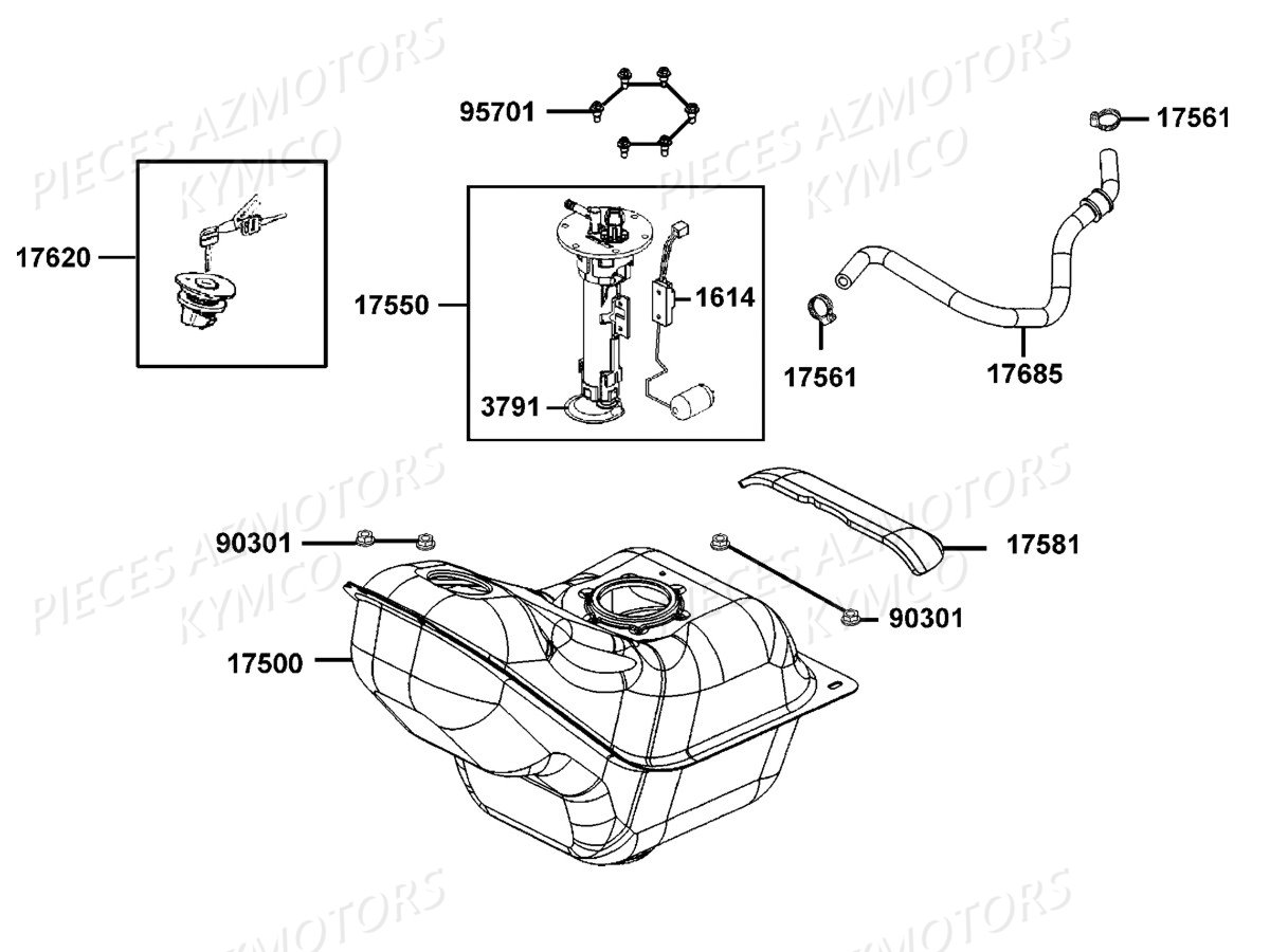 Reservoir A Carburant KYMCO Pièces DOWNTOWN 350I ABS EXCLUSIVE NOODOE EURO4 (SK64GE)