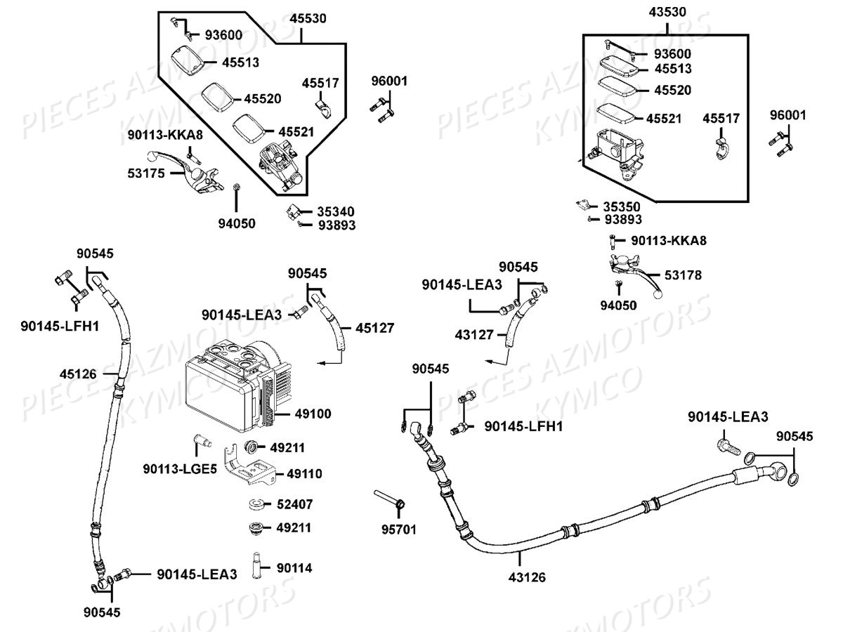 Systeme De Freins KYMCO Pièces DOWNTOWN 350I ABS EXCLUSIVE NOODOE EURO4 (SK64GE)