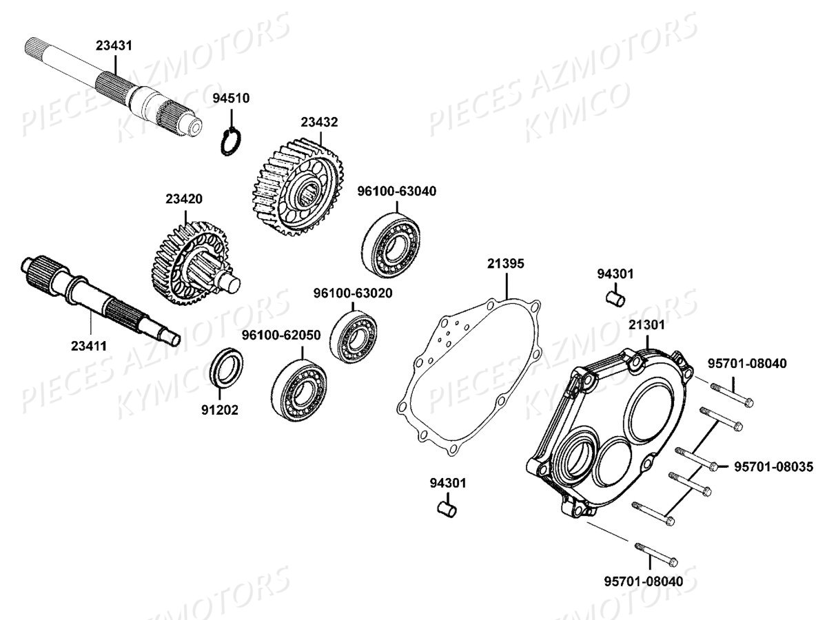 Transmission KYMCO Pièces DOWNTOWN 350I ABS EXCLUSIVE NOODOE EURO4 (SK64GE)