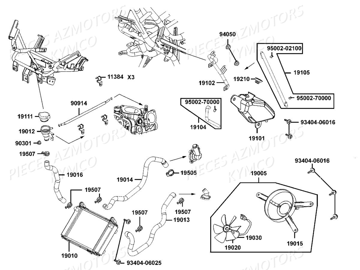 REFROIDISSEMENT KYMCO Pièces DOWNTOWN 350I TCS EXCLUSIVE NOODOE EURO4 (SK64GH)