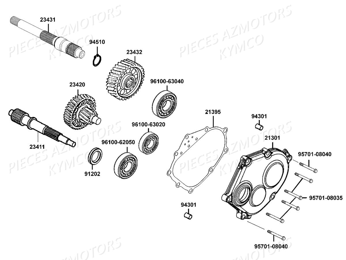 TRANSMISSION KYMCO Pièces DOWNTOWN 350I TCS EXCLUSIVE NOODOE EURO4 (SK64GH)