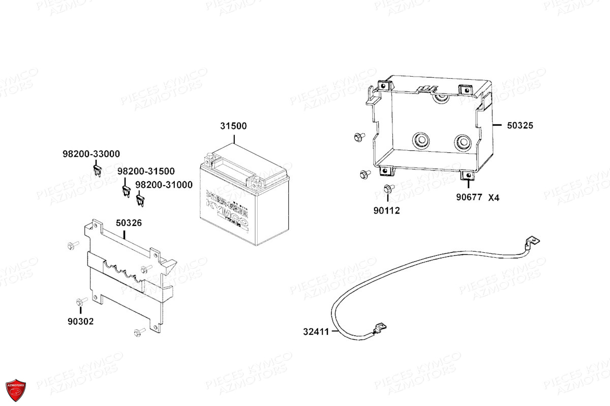 Batterie KYMCO PIECES DOWNTOWN 350I TCS EXCLUSIVE NOODOE EURO5 (SK64HD)