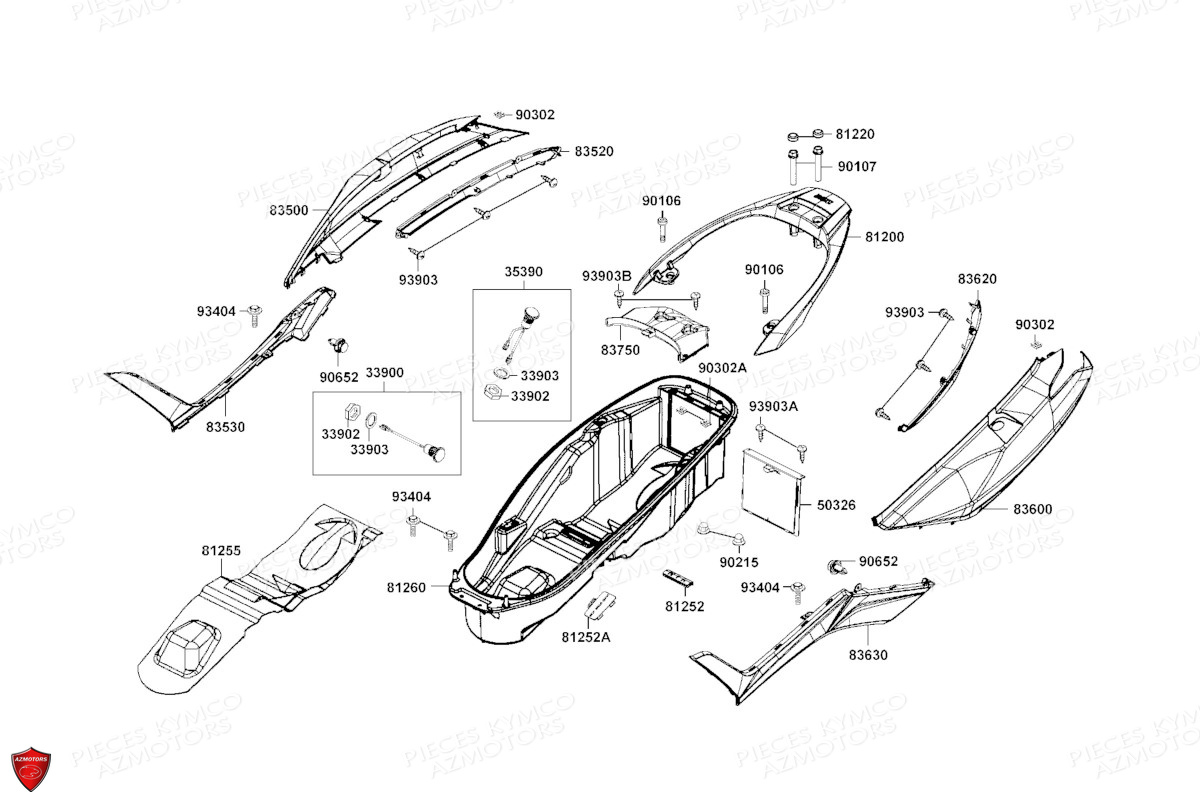 CARENAGES_ARRIERE KYMCO PIECES SCOOTER KYMCO DOWNTOWN 350I TCS EXCLUSIVE NOODOE EURO5 (SK64HD)