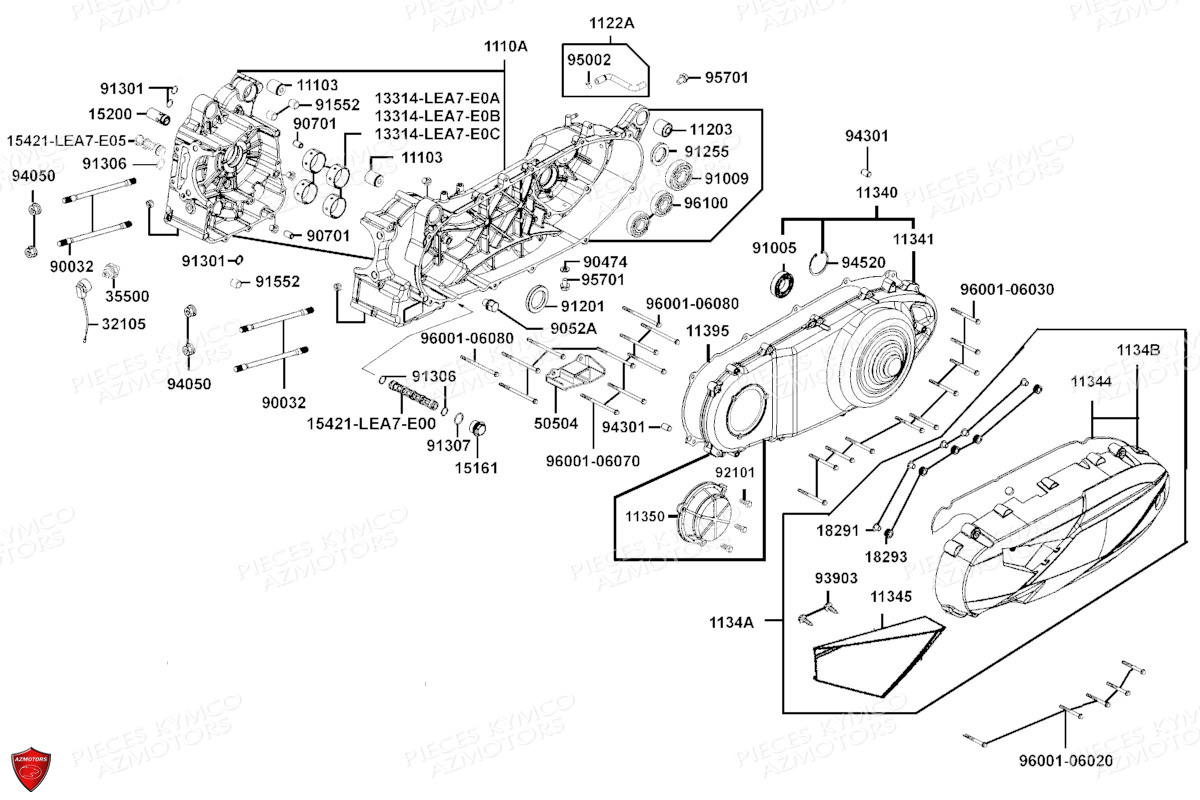 Carters Moteur KYMCO PIECES DOWNTOWN 350I TCS EXCLUSIVE NOODOE EURO5 (SK64HD)