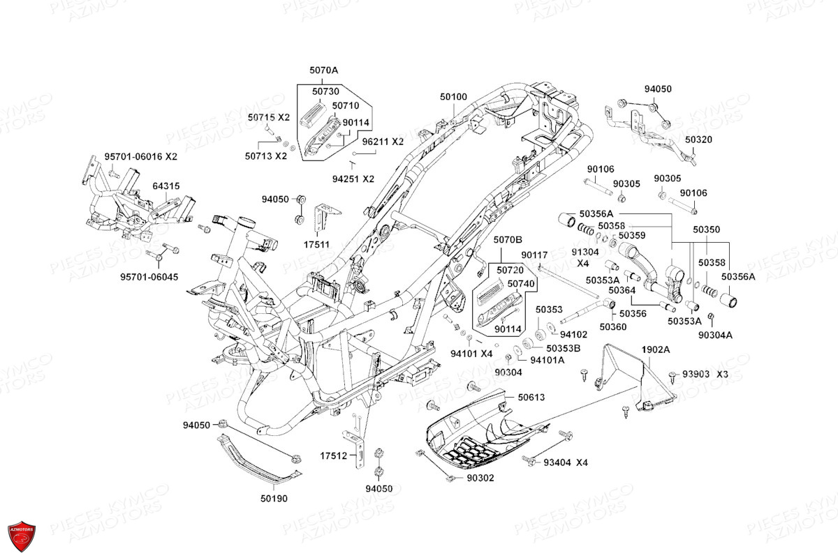 Chassis KYMCO PIECES DOWNTOWN 350I TCS EXCLUSIVE NOODOE EURO5 (SK64HD)