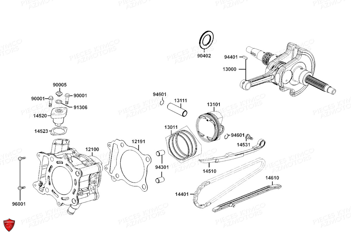 CYLINDRE PISTON KYMCO DOWNTOWN 350I TCS E5