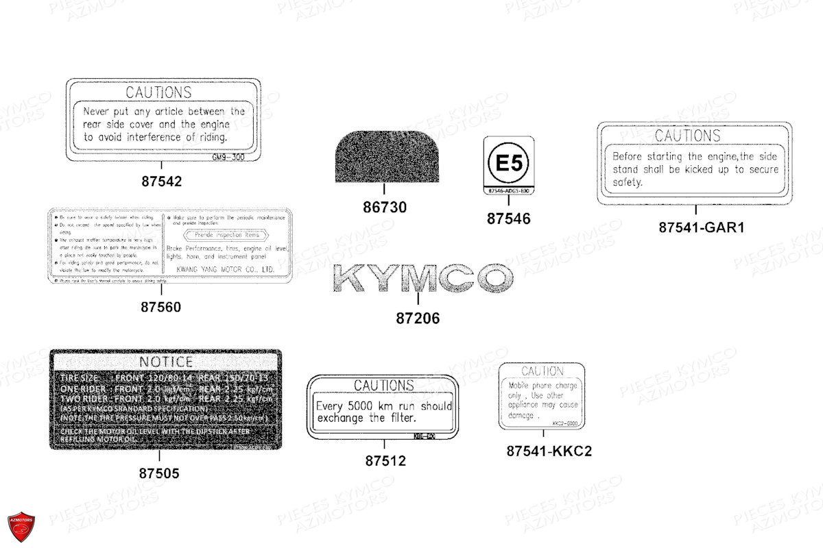 Label De Securite KYMCO PIECES DOWNTOWN 350I TCS EXCLUSIVE NOODOE EURO5 (SK64HD)