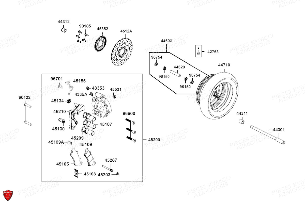 Roue Avant KYMCO PIECES DOWNTOWN 350I TCS EXCLUSIVE NOODOE EURO5 (SK64HD)