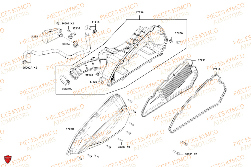 Boite A Air KYMCO PIECES DOWNTOWN GT 350i EURO 5+ (SK64JA)