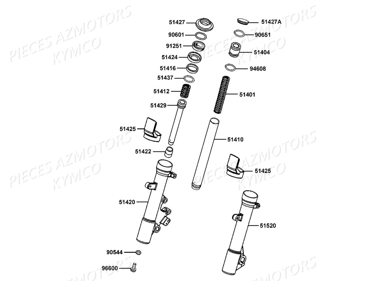 Batons De Fourche KYMCO Pièces Scooter DOWNTOWN 125I ABS NOODOE EURO4 (SK25NH)