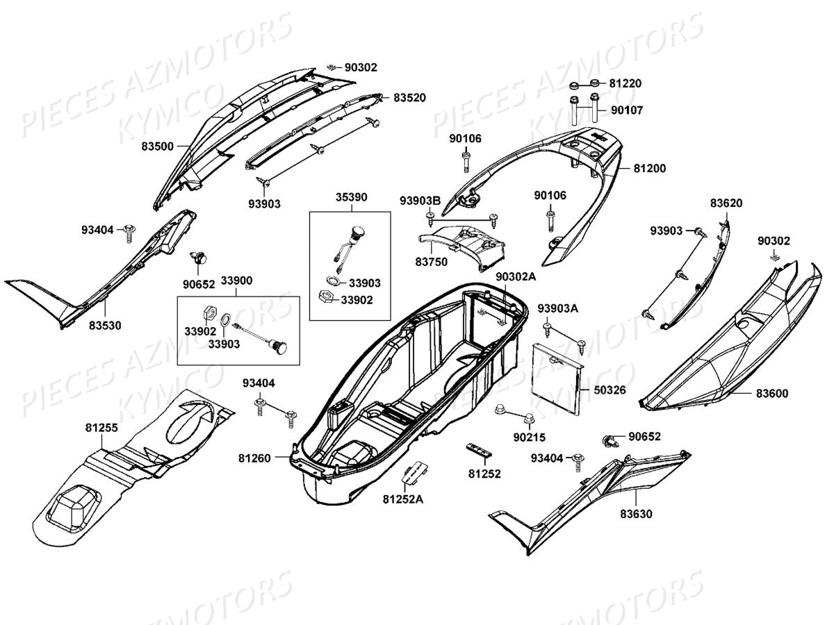 Carenages Arriere KYMCO Pièces Scooter DOWNTOWN 125I ABS NOODOE EURO4 (SK25NH)