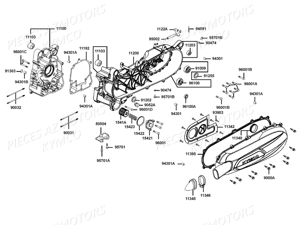 Carters Moteur KYMCO Pièces Scooter DOWNTOWN 125I ABS NOODOE EURO4 (SK25NH)