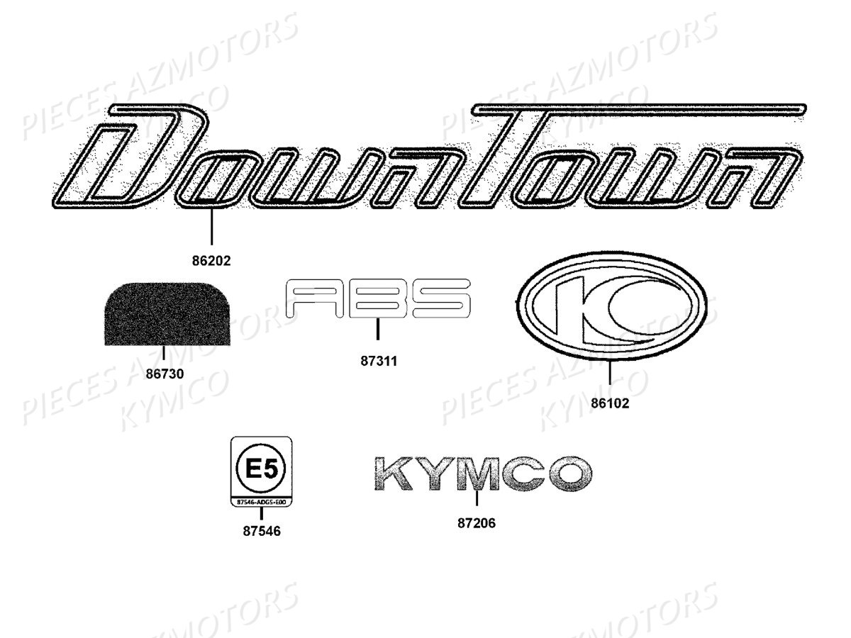 DECORS KYMCO Pièces DOWNTOWN 125I ABS EXCLUSIVE NOODOE EURO4 (SK25NE)