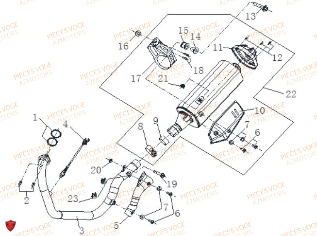 Echappement VOGE Pièces Voge 650 DS