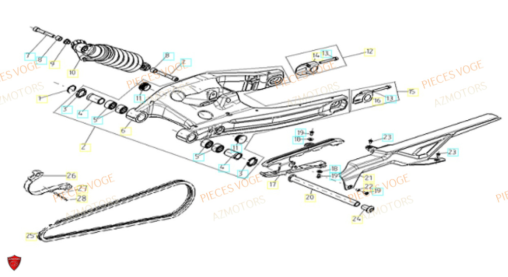 Bras Oscillant AZMOTORS Pièces VOGE 900 DSX EURO5+