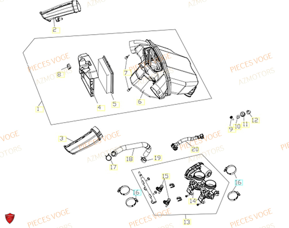 Filtre A Air AZMOTORS Pièces VOGE 900 DSX EURO5+
