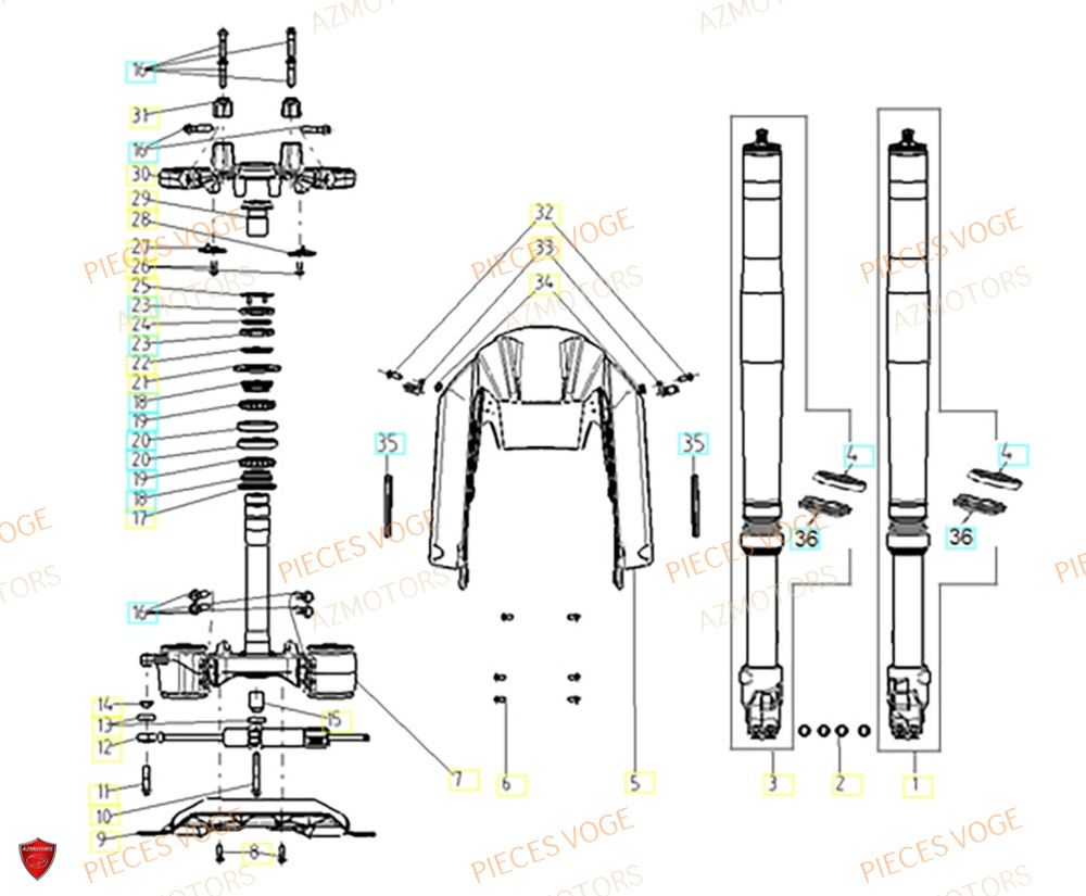Fourche AZMOTORS Pièces VOGE 900 DSX EURO5+