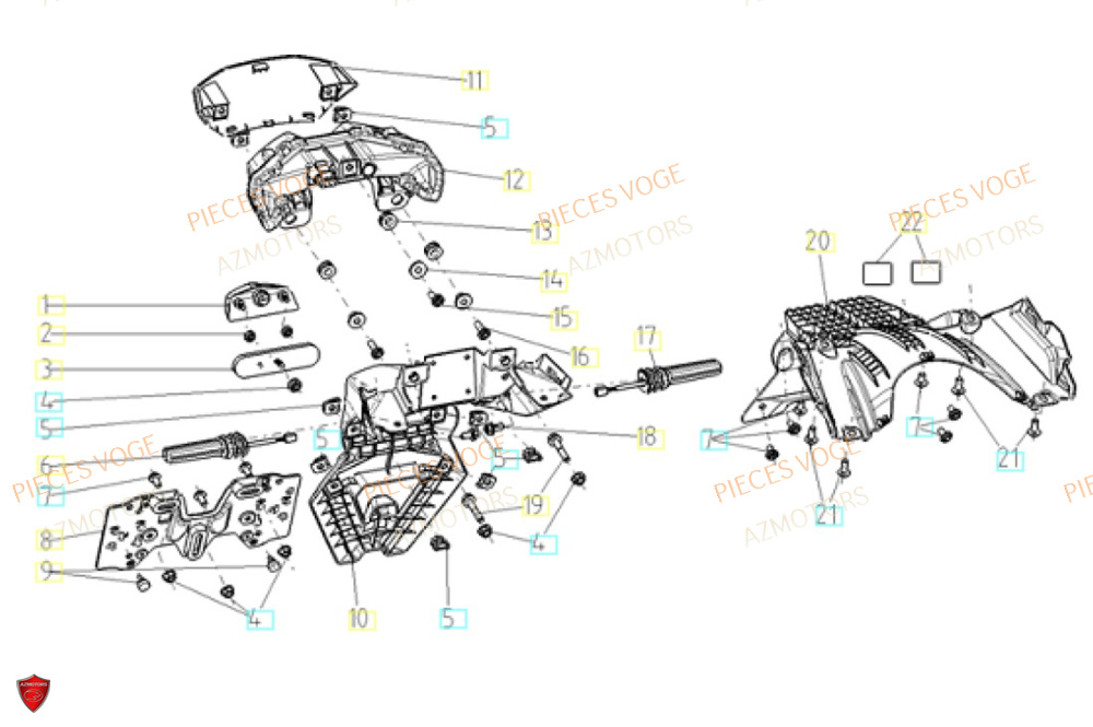Garde Boue Arriere AZMOTORS Pièces VOGE 900 DSX EURO5+