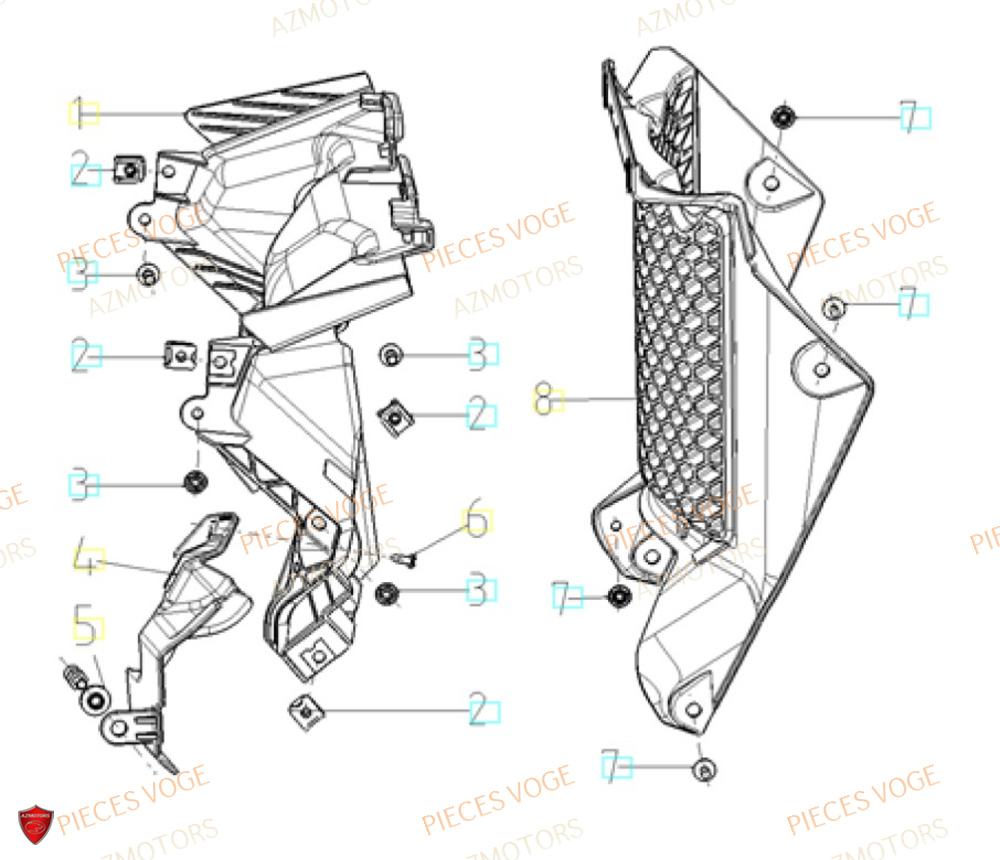Grille Radiateur AZMOTORS Pièces VOGE 900 DSX EURO5+