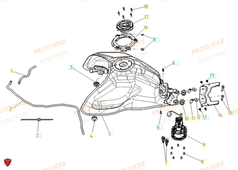 Reservoir AZMOTORS Pièces VOGE 900 DSX EURO5+