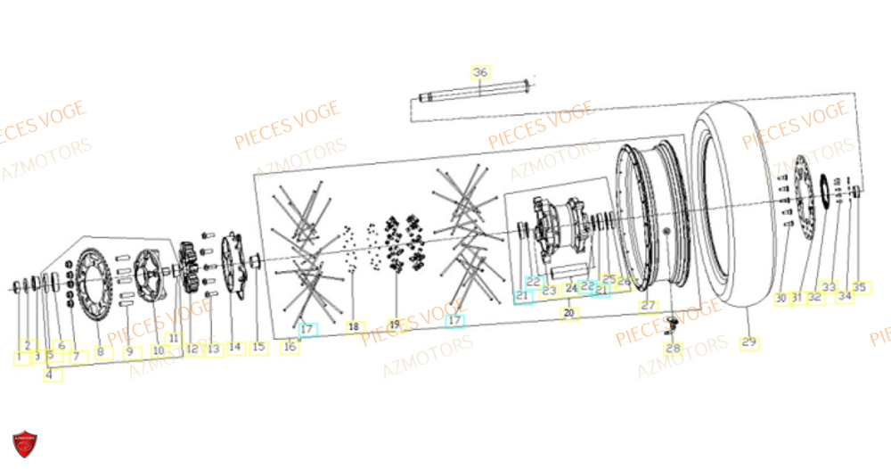 Roue Arriere AZMOTORS Pièces VOGE 900 DSX EURO5+
