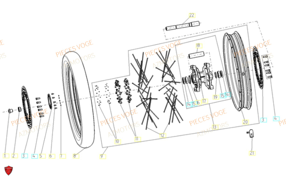Roue Avant AZMOTORS Pièces VOGE 900 DSX EURO5+